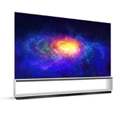 LG 88-tolline OLED 8K teler, Külgvaade 30 kraadi alt koos täitepildiga, OLED88ZX9LA, thumbnail 6