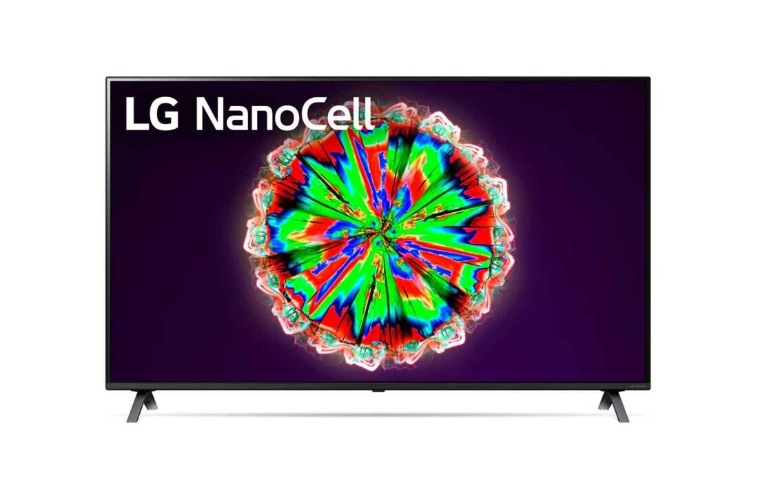 LG 55-tolline NanoCell 4K teler koos HDR10 Pro ja HGIG-režiim mängude jaoks, eestvaade koos täitepildiga, 55NANO803NA