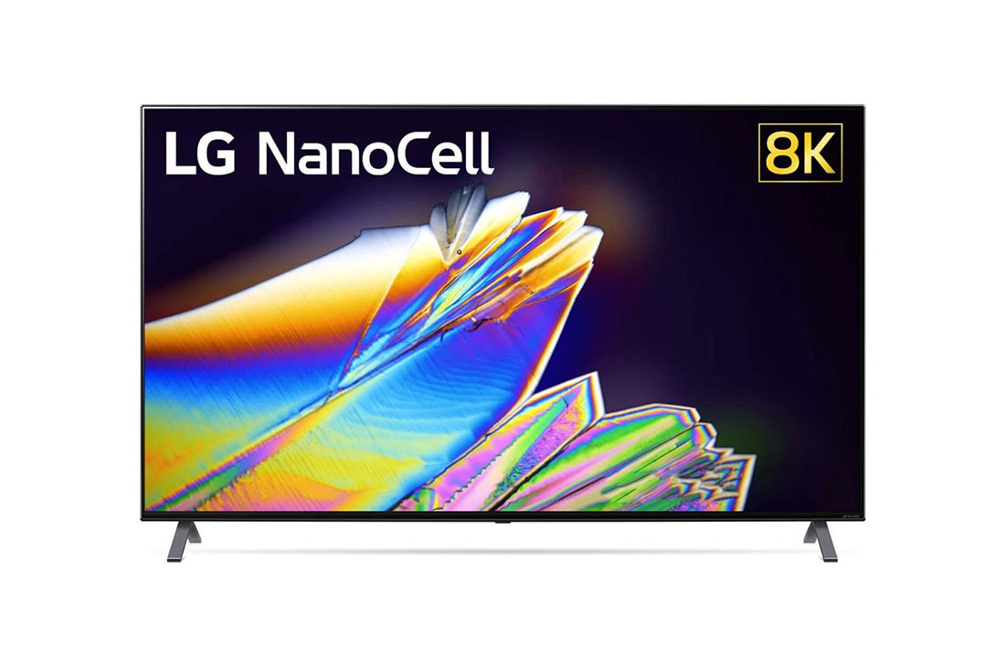 LG 55-tolline NanoCell 8K teler koos protsessor α9 ja helisüsteem Dolby Atmos, front view with infill image and logo, 55NANO953NA