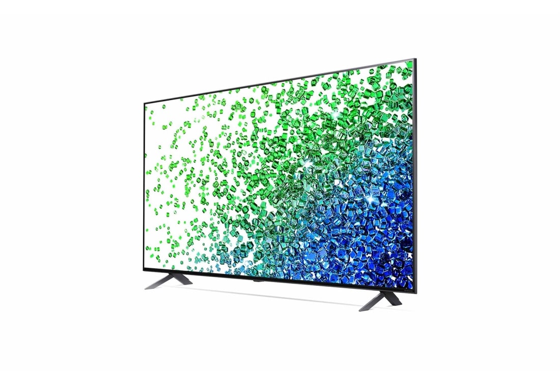 LG 55-tolline NanoCell 4K teler koos protsessor α7 ja helisüsteem Dolby Atmos, Külgvaade 30 kraadi alt koos täitepildiga, 55NANO803PA, thumbnail 3