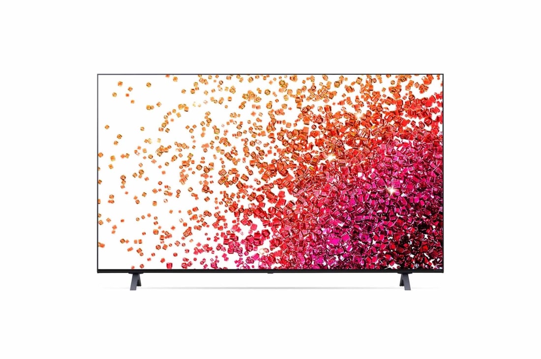 LG 65-tolline NanoCell 4K teler koos protsessor α7 ja helisüsteem Dolby Atmos, eestvaade koos täitepildiga, 65NANO753PA, thumbnail 2