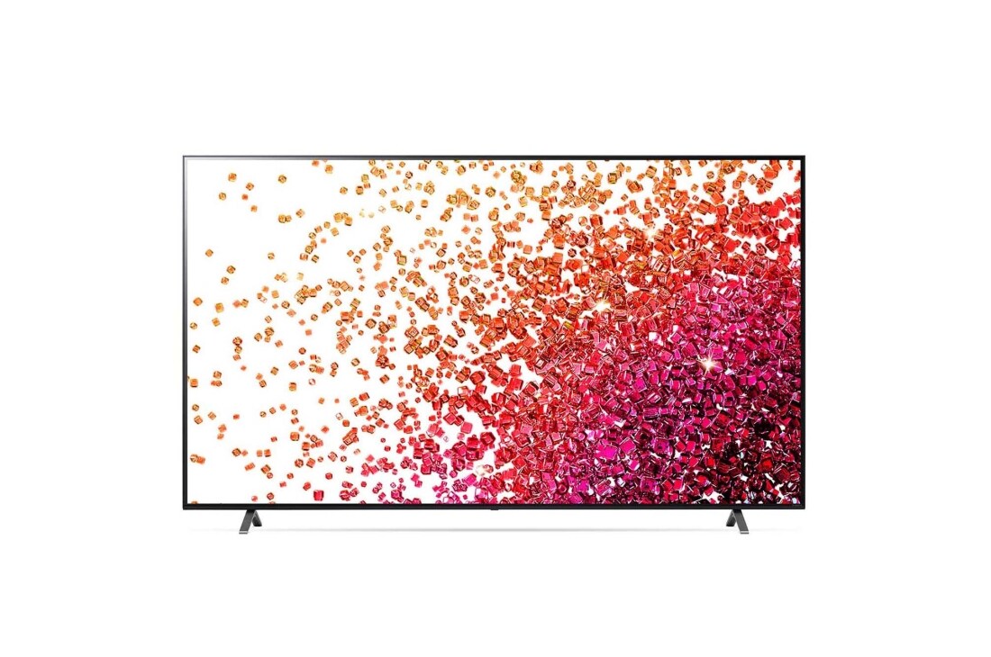LG 86-tolline NanoCell 4K teler koos protsessor α7 ja helisüsteem Dolby Atmos, eestvaade koos täitepildiga, 86NANO753PA, thumbnail 2