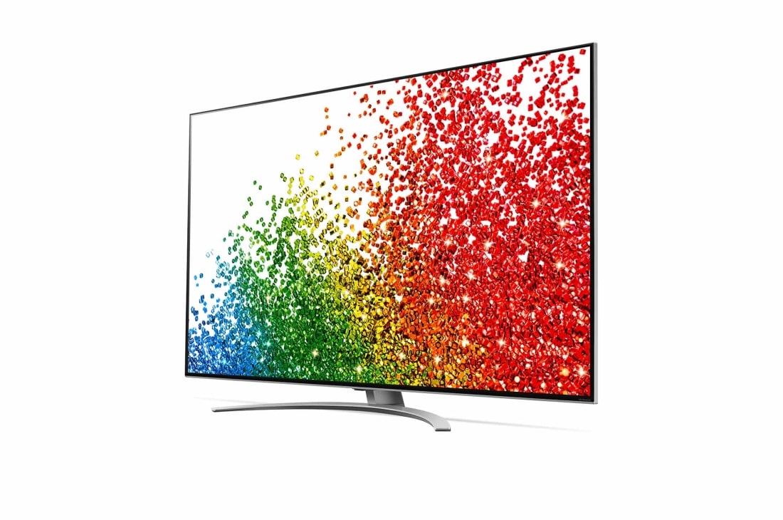 LG 86-tolline NanoCell 8K teler koos protsessor α9 ja helisüsteem Dolby Atmos, Külgvaade 30 kraadi alt koos täitepildiga, 86NANO993PB, thumbnail 3