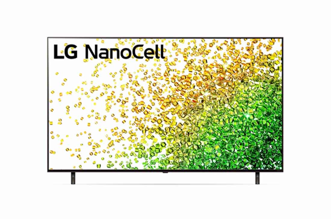 LG 65-tolline NanoCell 4K teler koos protsessor α7 ja helisüsteem Dolby Atmos, LG NanoCell teleri eestvaade, 65NANO853PA