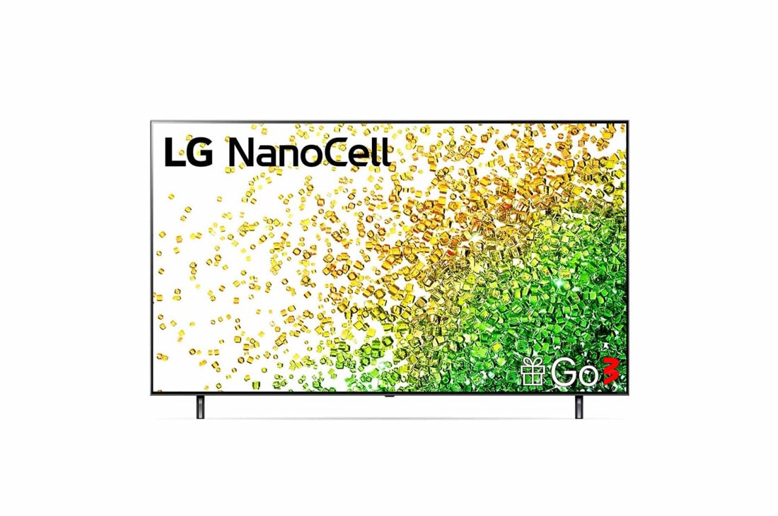 LG 75-tolline NanoCell 4K teler koos protsessor α7 ja helisüsteem Dolby Atmos, LG NanoCell teleri eestvaade, 75NANO853PA