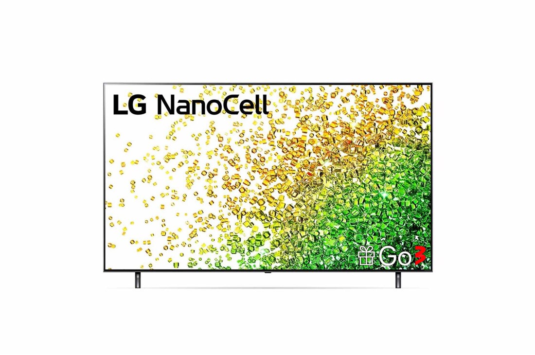 LG 75-tolline NanoCell 4K teler koos protsessor α7 ja helisüsteem Dolby Atmos, LG NanoCell teleri eestvaade, 75NANO853PA