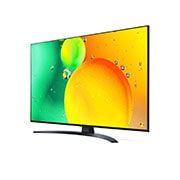 LG 43-tolline NanoCell 4K teler koos protsessor α5 , Külgvaade 30 kraadi alt koos täitepildiga, 43NANO763QA, thumbnail 3