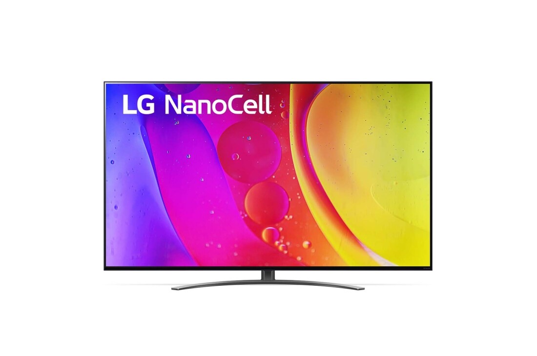 LG 55-tolline NanoCell 4K teler koos protsessor α7 ja helisüsteem Dolby Atmos, LG NanoCell teleri eestvaade, 55NANO813QA