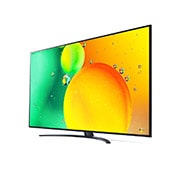 LG 75-tolline NanoCell 4K teler koos protsessor α5 , Külgvaade 30 kraadi alt koos täitepildiga, 75NANO763QA, thumbnail 3