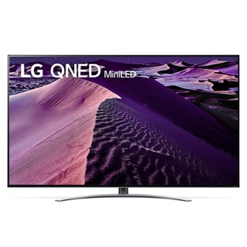 LG QNED televizoriaus vaizdas iš priekio su papildomu vaizdu ir gaminio logotipu1