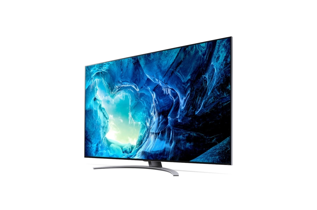 LG 75-tolline 8K QNED MiniLED teler QNED96, Külgvaade 30 kraadi alt koos täitepildiga, 75QNED963QA, thumbnail 3