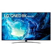 LG 75-tolline 8K QNED MiniLED teler QNED96, LG QNED-teleri esivaade täitekujutise ja toote logoga, 75QNED963QA, thumbnail 1