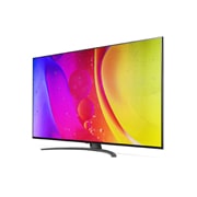 LG 65-tolline NanoCell 4K teler koos protsessor α5 ja helisüsteem Dolby Atmos, Külgvaade 30 kraadi alt koos täitepildiga, 65NANO823QB, thumbnail 3