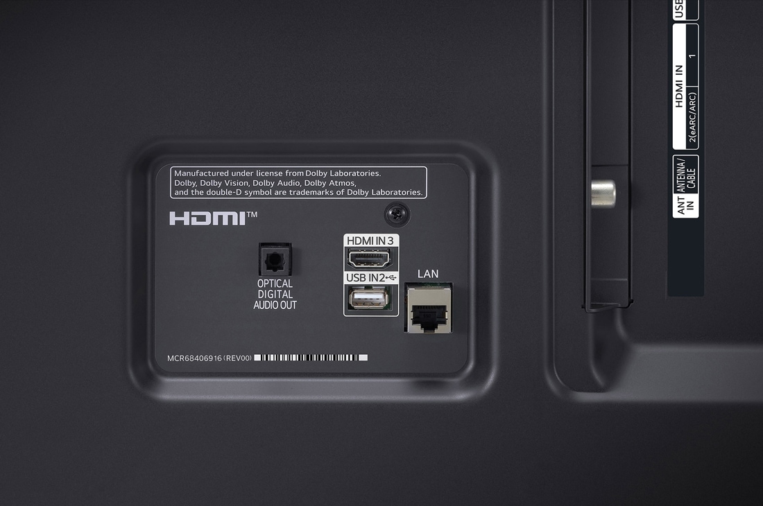 LG UHD UR76 75-tolline 4K nutiteler, 2023, portide lähivaade, 75UR76003LL, thumbnail 12