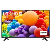 LG 65-tolline LG UHD AI 4K nuti TV UT73 WebOS24 2024, LG UHD TV, UT73 eestvaade, ekraanil tekst LG UHD AI ThinQ, 2024 ja webOS Re:New Program logo, 65UT73003LA, thumbnail 1