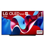 LG 83-tolline LG OLED evo AI C4 4K nuti TV OLED83C4 WebOS24 2024, LG OLED evo AI TV, OLED C4 eestvaade, 11 aastat maailmas esikohal olnud OLED-embleemi ja webOS-i Re:New Program logo ekraanil, OLED83C41LA, thumbnail 1