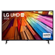 LG 43-tolline LG UHD AI 4K nuti TV UT81 WebOS24 2024, LG UHD TV, UT80 eestvaade, ekraanil tekst LG UHD AI ThinQ, 2024 ja webOS Re:New Program logo, 43UT81003LA, thumbnail 1