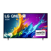 LG 86-tolline LG QNED AI 4K nuti TV QNED80 WebOS24 2024, LG QNED TV, QNED80 eestvaade, ekraanil tekst LG QNED, 2024 ja webOS Re:New Program logo, 86QNED80T3A, thumbnail 1