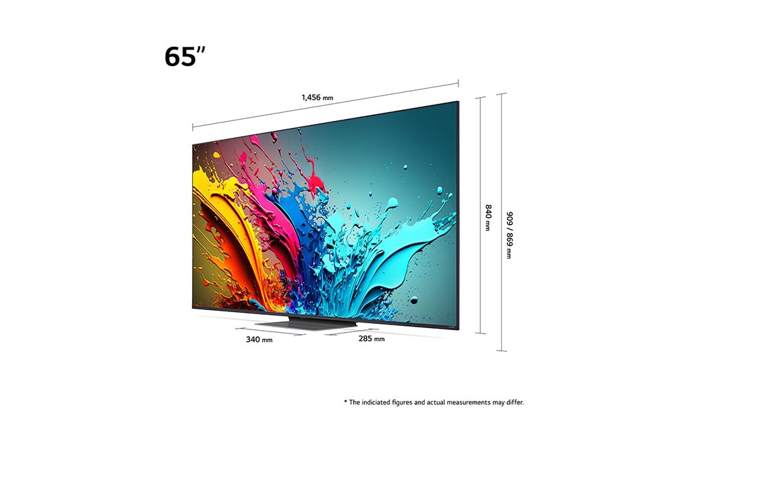 LG 65-tolline LG QNED AI 4K nuti TV QNED86 WebOS24 2024, LG QNED TV, QNED85 dimension view, 65QNED86T3A, thumbnail 6