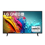 LG 65-tolline LG QNED AI 4K nuti TV QNED85 WebOS24 2024, LG QNED TV, QNED85 eestvaade, ekraanil tekst LG QNED, 2024 ja webOS Re:New Program logo, 65QNED85T3C, thumbnail 1