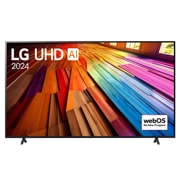 LG 86-tolline LG UHD AI 4K nuti TV UT81 WebOS24 2024, LG UHD TV, UT81 eestvaade, ekraanil tekst LG UHD AI ThinQ, 2024 ja webOS Re:New Program logo, 86UT81003LA, thumbnail 1