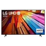 LG 55-tolline LG UHD AI 4K nuti TV UT81 WebOS24 2024, LG UHD TV, UT80 eestvaade, ekraanil tekst LG UHD AI ThinQ, 2024 ja webOS Re:New Program logo, 55UT81003LA, thumbnail 1