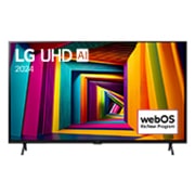 LG 98-tolline LG UHD AI 4K nuti TV UT91 WebOS24 2024, LG UHD teleri, 98UT91 eestvaade koos tekstiga LG UHD AI ThinQ, 2024 ja logoga webOS Re:New Program ekraanil, 98UT91006LA, thumbnail 1