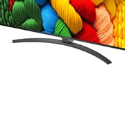 LG 55 tolline LG NanoCell AI 4K nuti TV NANO81 2025, LG TV teleriekraanil mängib ulmesisu. Ekraanil on AI Chatboti liides. Kasutaja saatis chatbotile sõnumi, et ekraanipilt on liiga tume. Chatbot pakkus päringule lahendusi. Kogu kujutis on ka kaheks poo, 55NANO81A3A, thumbnail 4