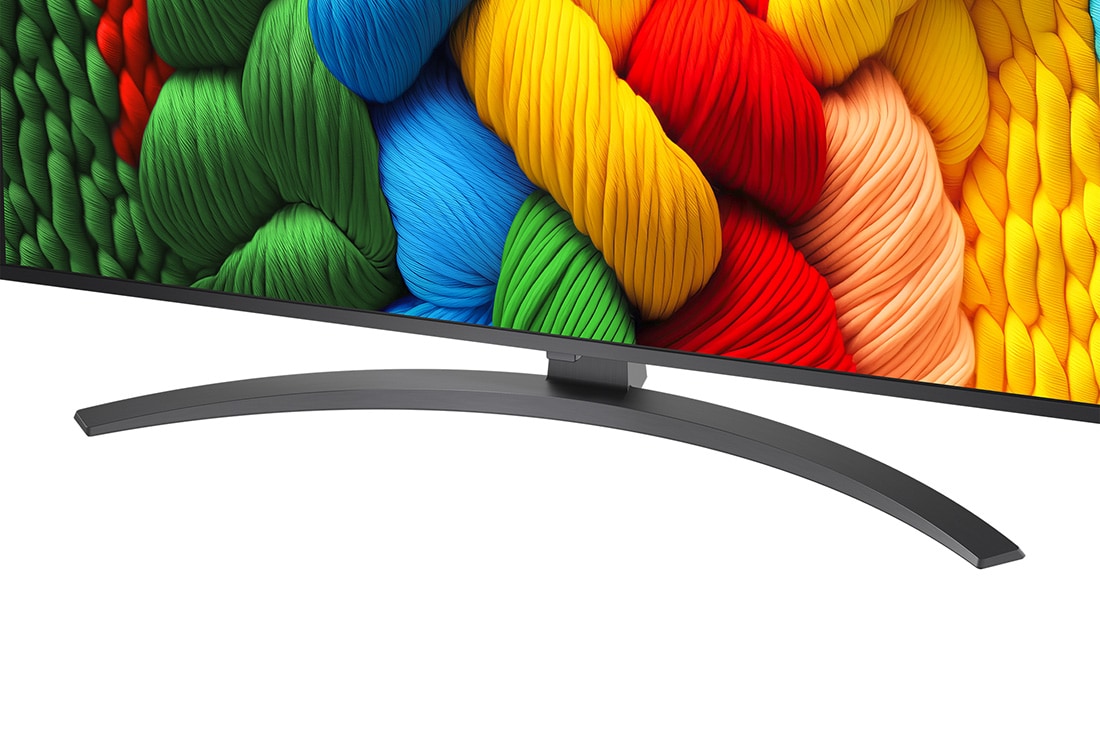 LG 43 tolline LG NanoCell AI 4K nuti TV NANO81 2025, LG TV teleriekraanil mängib ulmesisu. Ekraanil on AI Chatboti liides. Kasutaja saatis chatbotile sõnumi, et ekraanipilt on liiga tume. Chatbot pakkus päringule lahendusi. Kogu kujutis on ka kaheks poo, 43NANO81A3A, thumbnail 4