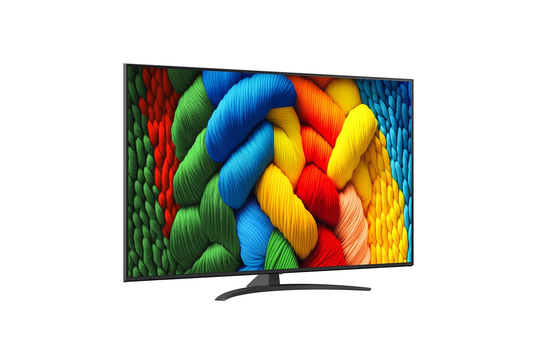 LG 65 tolline LG NanoCell AI 4K nuti TV NANO81 2025, LG kaugjuhtimispult AI Magic Remote, mille AI-nupp on valgustatud. Selle ümber on erinevad funktsioonid, millele kasutaja saab nupu kaudu juurdepääsu. AI Voice ID, AI-otsing, AI Chatbot, AI Concierge,, 65NANO81A3A, thumbnail 2