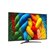 LG 65 tolline LG NanoCell AI 4K nuti TV NANO81 2025, LG kaugjuhtimispult AI Magic Remote, mille AI-nupp on valgustatud. Selle ümber on erinevad funktsioonid, millele kasutaja saab nupu kaudu juurdepääsu. AI Voice ID, AI-otsing, AI Chatbot, AI Concierge,, 65NANO81A3A, thumbnail 2