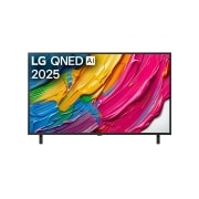 LG 50 tolline LG QNED AI 4K nuti TV QNED80 2025, LG QNED80 TV teleri esivaade, ülanurgas on LG QNED Al logo. LG QNED TV teler maalib värvikirevaid tekstuure., 50QNED80A3A, thumbnail 1