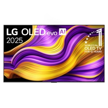 LG OLED evo AI G5 4K nutiteleri esivaade. Ekraanil on „12 aastat maailma nr. 1 OLED“ kirjaga embleem ja LG OLED evo AI 2025 logo.