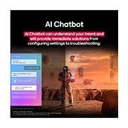 LG 83 tolline LG OLED evo AI C5 4K nuti TV OLED83C51 2025, LG TV teleriekraanil mängib ulmesisu. Ekraanil on AI Chatboti liides. Kasutaja saatis chatbotile sõnumi, et ekraanipilt on liiga tume. Chatbot pakkus päringule lahendusi. Kogu kujutis on ka kaheks poo, OLED83C51LA, thumbnail 15