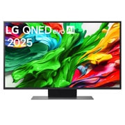 LG 43 tolline LG QNED evo AI 4K nuti TV QNED86 2025, LG QNED evo QNED86 TV teleri esivaade, LG QNED evo AI Logo on ülanurgas. LG QNED evo QNED86 TV teler maalib värvikirevaid tekstuure., 43QNED86A3C, thumbnail 1