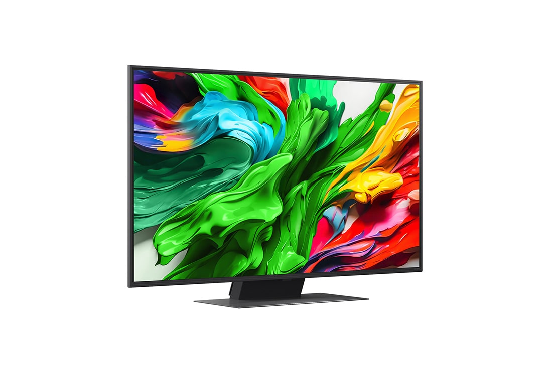 LG 50 tolline LG QNED evo AI 4K nuti TV QNED86 2025, LG QNED TV teleri ekraanil on webOS 25 avaleht, mis on täis rakendusi ja meelelahutussisu. Teleri juures on LG Al Magic Remote, mille Al-nupp on valgustatud, nagu oleks kasutaja selle häälega aktiveer, 50QNED86A3C, thumbnail 2