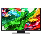 LG 50 tolline LG QNED evo AI 4K nuti TV QNED86 2025, LG QNED evo QNED85 TV teleri esivaade, LG QNED evo AI Logo on ülanurgas. LG QNED evo QNED85 TV teler maalib värvikirevaid tekstuure., 50QNED86A3C, thumbnail 1