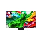 LG 50 tolline LG QNED evo AI 4K nuti TV QNED87 2025, LG QNED evo QNED87 TV teleri esivaade, LG QNED evo AI Logo on ülanurgas. LG QNED evo QNED87 TV teler maalib värvikirevaid tekstuure., 50QNED87A3D, thumbnail 1