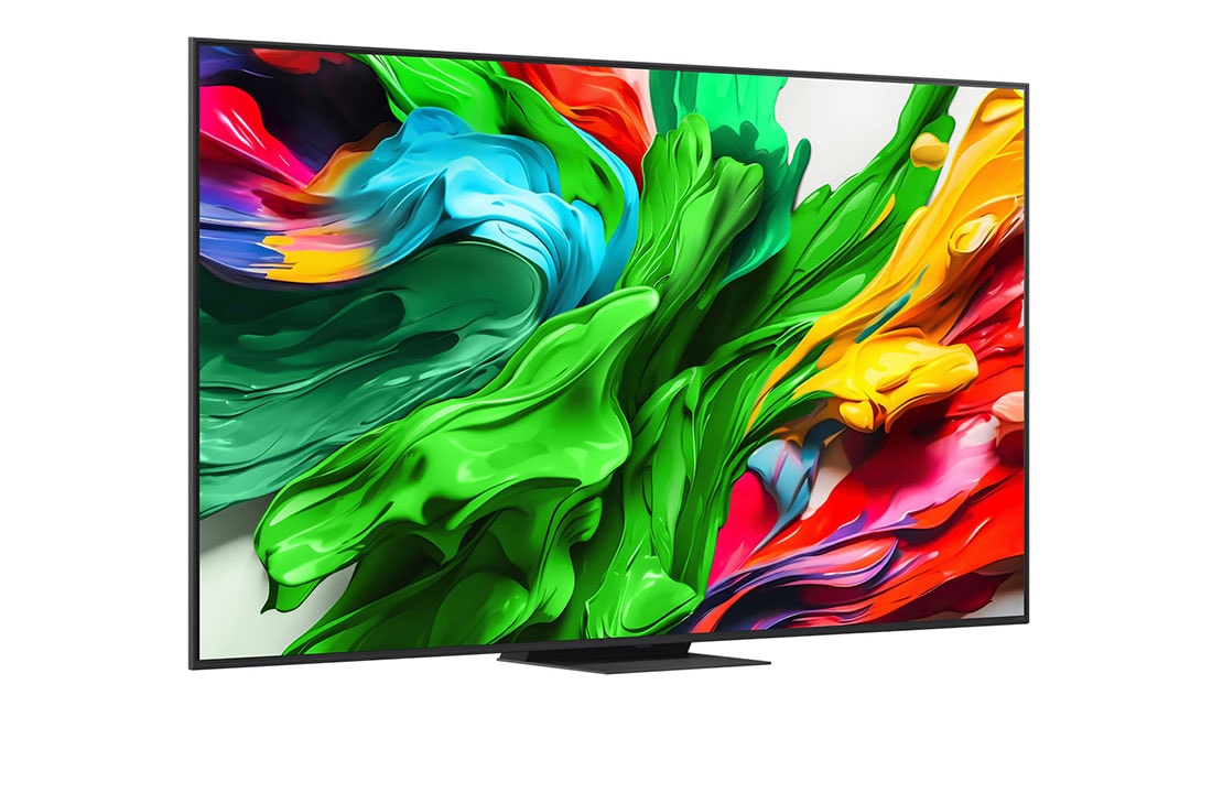 LG 86 tolline LG QNED evo AI MiniLED 4K nuti TV QNED86 2025, LG QNED evo QNED85 TV teleri veidi nurga all paremale suunatud külgvaade, 86QNED86A3A, thumbnail 2