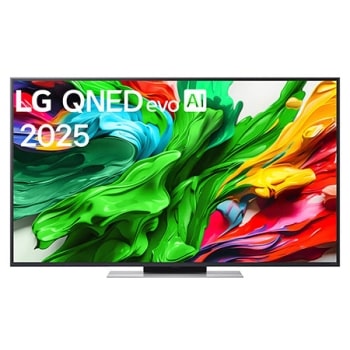 LG QNED evo QNED85 TV teleri esivaade, LG QNED evo AI Logo on ülanurgas. LG QNED evo QNED85 TV teler maalib värvikirevaid tekstuure.1