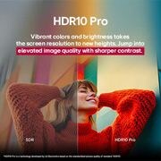 LG 43 tolline LG UHD AI UA75 4K nutiteler 2025, Keskelt poolitatud foto punases kampsunis tüdrukust. Vasak pool on SDR-is ja parem pool HDR10 Pro kvaliteedis. Parem pool pildist on teravam ja kontrastsem kui vasak pool. Pealkiri räägib sellest, kui, 43UA75003LA, thumbnail 7
