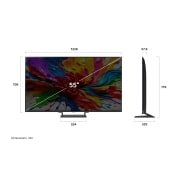 LG 55-tolline LG QNED evo AI MiniLED 4K nuti TV QNED93 2025, dimension, 55QNED93A6A, thumbnail 5