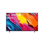 LG 75 tolline LG QNED AI 4K nuti TV QNED7E 2025, ülanurgas on LG QNED Al logo. LG QNED TV teler maalib värvikirevaid tekstuure., 75QNED7EA6B, thumbnail 1