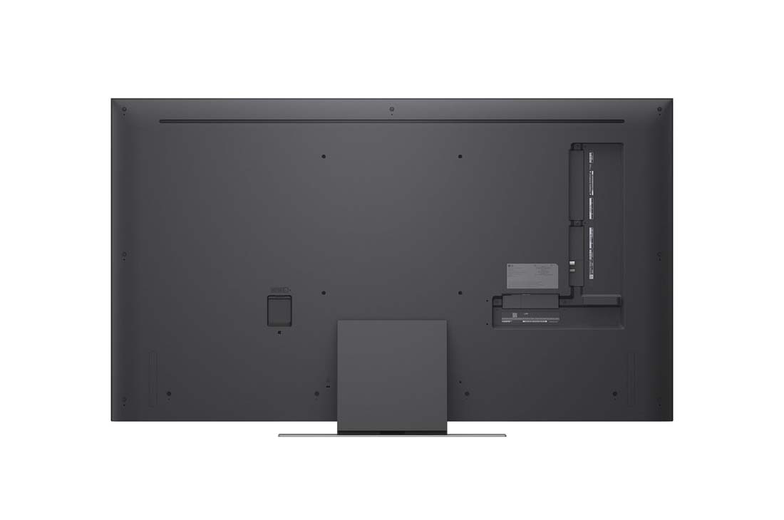 LG 55-tolline LG Mini RGB evo AI MRGB87 4K nuti TV 2026, LG Mini RGB evo AI MRGB85, kujutatud ees- ja külgvaates, toob esile 55-tollise ekraani laiusega 1677 millimeetrit (mm), ekraani kõrgusega 966 millimeetrit (mm), kõrgusega alusega 1032 millimeetrit (mm, 55MRGB87B3B, thumbnail 4