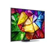 LG 55-tolline LG Mini RGB evo AI MRGB88 4K nuti TV 2026, RGB Primary Color Pro, mida kasutatakse LG Mini RGB evo AI MRGB85-s, kuvab jagatud pildi, kus vasakul on tavapärane LED-värv ja paremal heledamad ning küllastunumad hooned, rõhutades 100% DCI-P3 ja 10, 55MRGB88B3B, thumbnail 6
