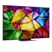 LG 65-tolline LG Mini RGB evo AI MRGB87 4K nuti TV 2026, LG Mini RGB evo AI MRGB85 eestvaade, mis ilmus 2026. aastal, kuvab peenikese musta raamiga ja lühikeste jalgadega teleri, mille ekraanil särab elav, kristalliselge pilt teravalt piiritletud mitmevärvi, 65MRGB87B3B, thumbnail 2