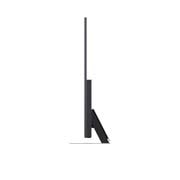 LG 65-tolline LG Mini RGB evo AI MRGB87 4K nuti TV 2026, LG Mini RGB evo AI MRGB85, kujutatud ees- ja külgvaates, toob esile 65-tollise ekraani laiusega 1677 millimeetrit (mm), ekraani kõrgusega 966 millimeetrit (mm), kõrgusega alusega 1032 millimeetrit (mm, 65MRGB87B3B, thumbnail 4