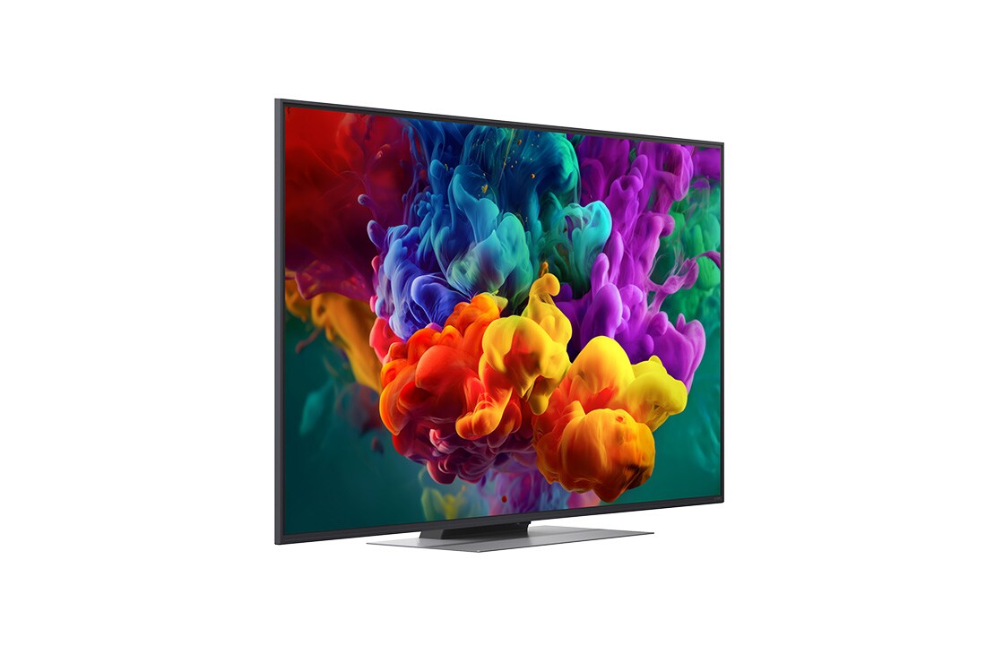 LG 55-tolline LG QNED evo AI Mini-LED QNED86 4K nuti TV 2026, LG QNED evo AI QNED85 Mini LED , kujutatud ees- ja külgvaates, toob esile 100-tollise ekraani laiusega 2230 millimeetrit (mm), ekraani kõrgusega 1277 millimeetrit (mm), kõrgusega alusega 1374/1338 mil, 55QNED86B3B, thumbnail 3