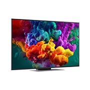 LG 55-tolline LG QNED evo AI Mini-LED QNED86 4K nuti TV 2026, LG QNED evo AI QNED85 Mini LED eestvaade, mis ilmus 2026. aastal, kuvab ekraanil erksaid, voolavaid tiheda värvipilve purseid, tuues esile Dynamic QNED Color Pro, Mini LED, alpha 8 AI Processor 4K Gen, 55QNED86B3B, thumbnail 2
