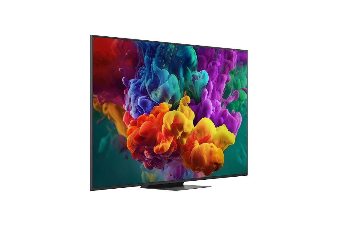 LG 65-tolline LG QNED evo AI Mini-LED QNED87 4K nuti TV 2026, LG QNED evo AI QNED85 Mini LED , kujutatud ees- ja külgvaates, toob esile 100-tollise ekraani laiusega 2230 millimeetrit (mm), ekraani kõrgusega 1277 millimeetrit (mm), kõrgusega alusega 1374/1338 mil, 65QNED87B3A, thumbnail 3